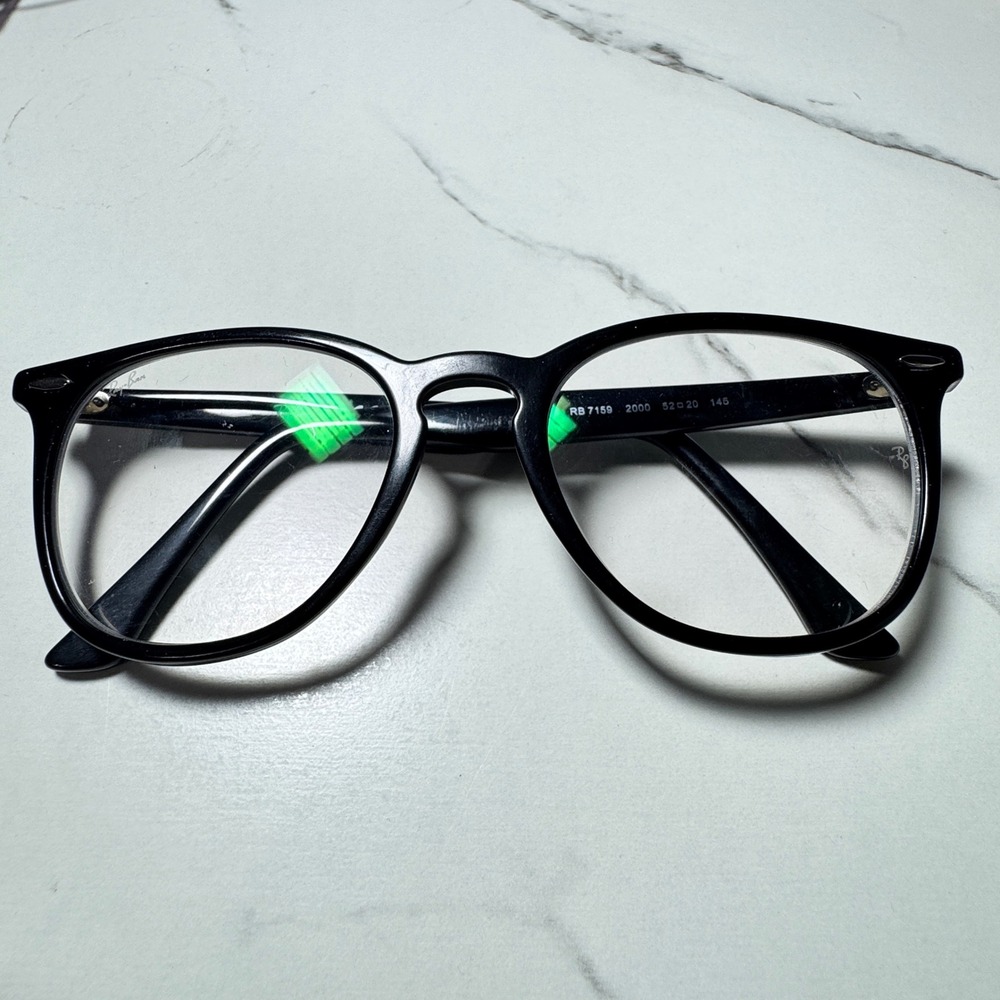 Ray-Ban RB 7159 2000 Black Phantos Eyeglass Frames 52-20-145 Mens Womens